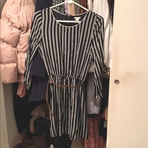 Forever 21 Stripe Half sleeves Mini Dress w/belt